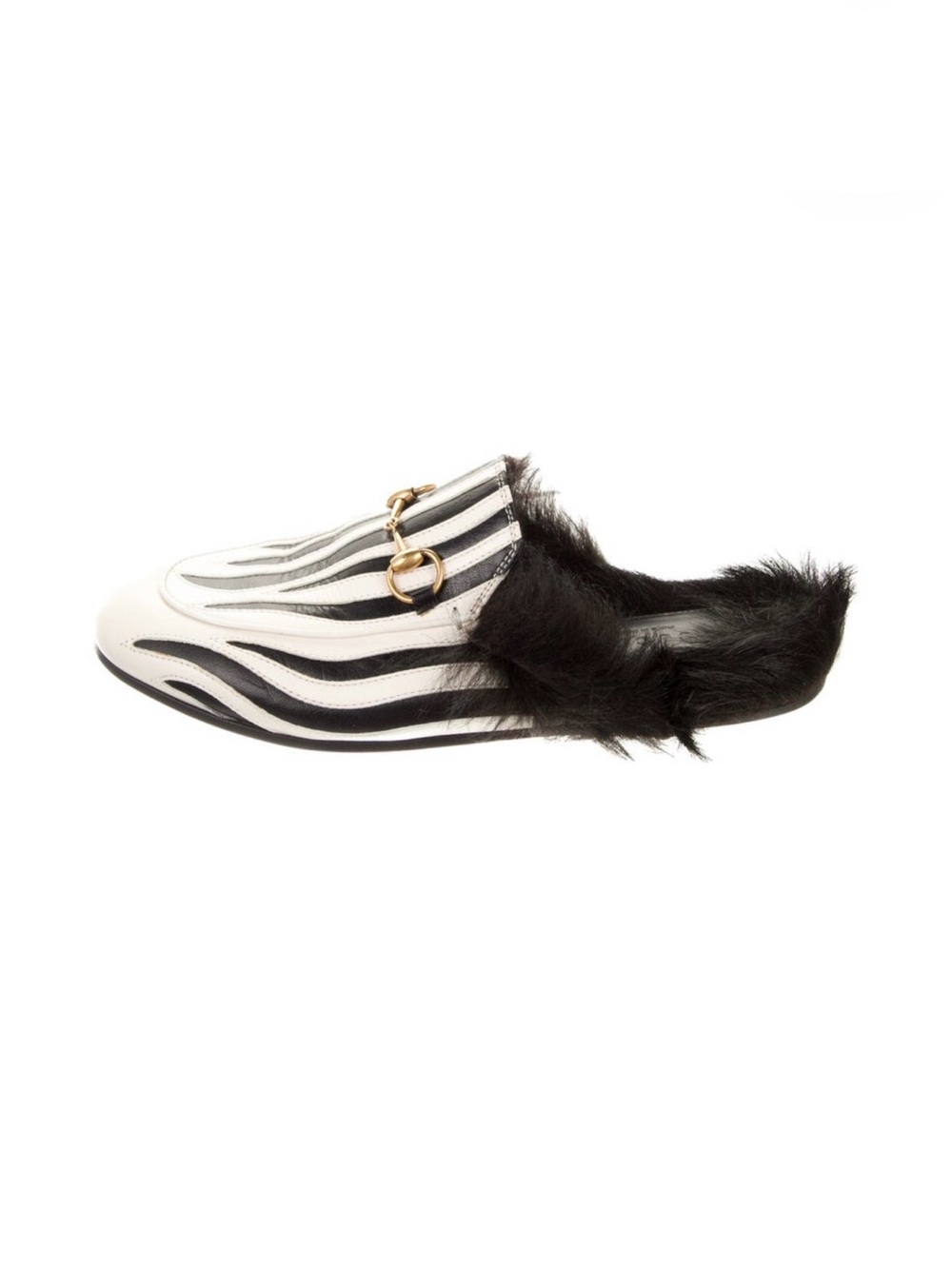 Gucci Horsebit Fur Trim Leather Mules | Size 7.5